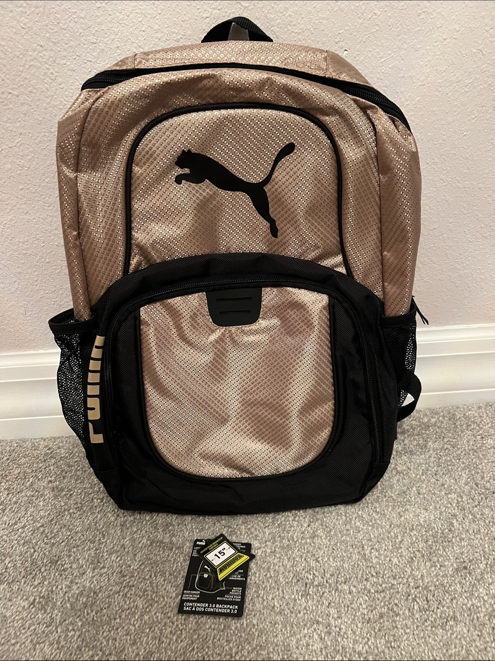 PUMA unisex Contender 3.0 Backpack in tan/gold combo 📚
